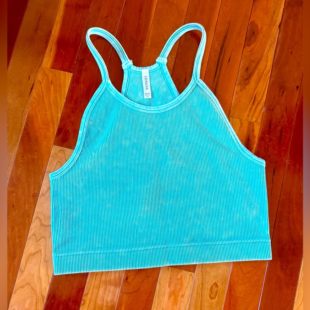 Zenana dusty blue Ribbed Tank Top